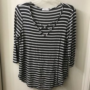 Dark grey and white striped top